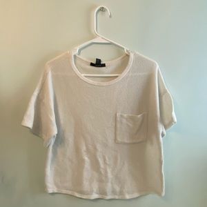 Cropped Faux Cashmere T-Shirt with Pocket